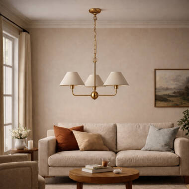 Image of Wisteria Vitra 3 Arm Linen Ceiling Pendant Light