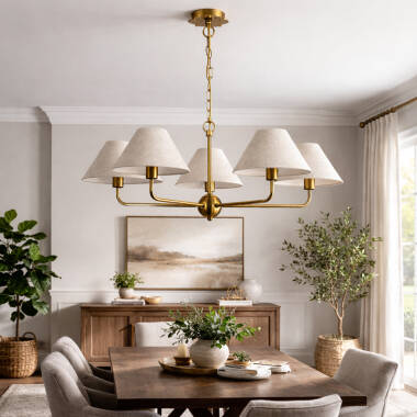 Image of Wisteria Mira 5 Arm Linen Ceiling Pendant Light