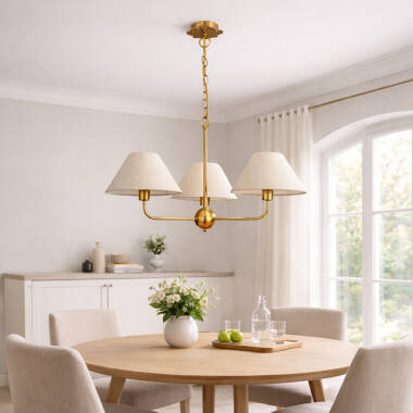 Image of Wisteria Mira 3 Arm Linen Ceiling Pendant Light