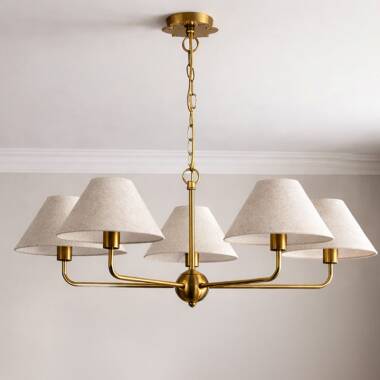 Image of Wisteria Mira 5 Arm Linen Ceiling Pendant Light