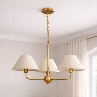Image of Wisteria Mira 3 Arm Linen Ceiling Pendant Light