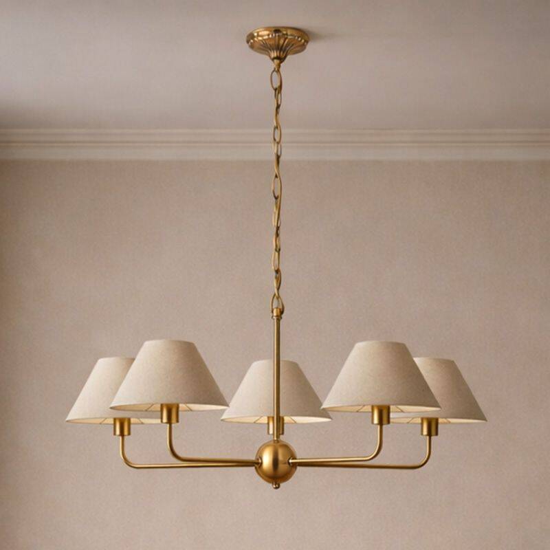 Image of Wisteria Vitra 5 Arm Linen Ceiling Pendant Light