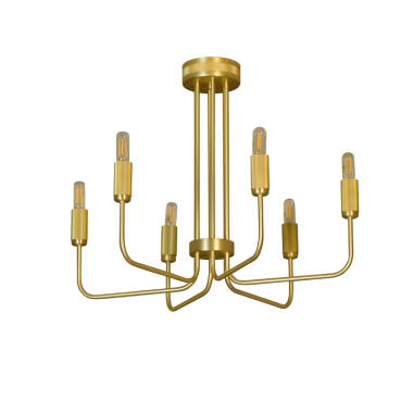 Image of Westport Bridgehampton Knurl 6 Light Semi-Flush Chandelier