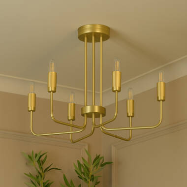 Image of Westport Bridgehampton Knurl 6 Light Semi-Flush Chandelier