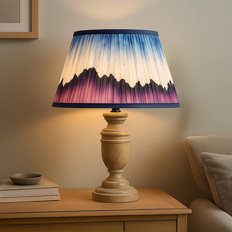 Image of Wisteria Carver Wood Table Lamp with Colette Shade