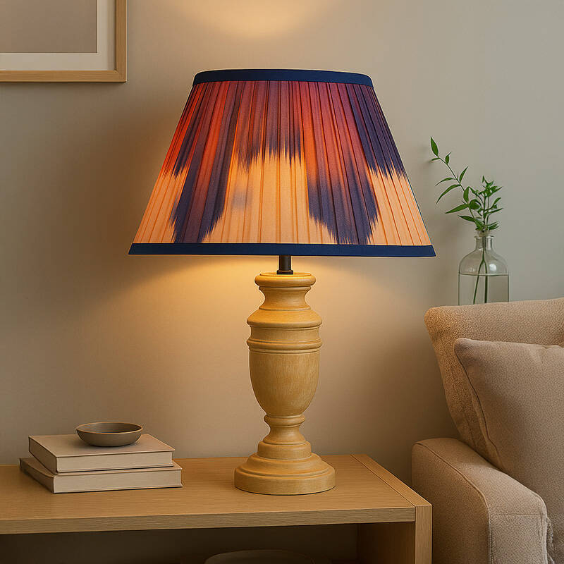 Image of Wisteria Carver Wood Table Lamp with Theodora Shade