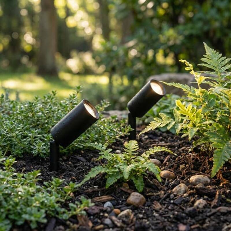 Image of Suri Juno Solar LED USB Rechargeable Garden Spotlight - Pack of 2