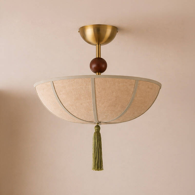 Image of Wisteria Vanta Linen Semi-Flush Ceiling Light