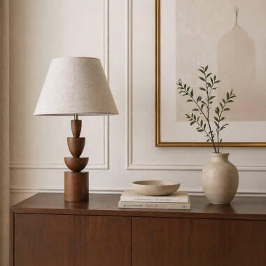 Image of Wisteria Nova Wood Table Lamp with Linen Shade