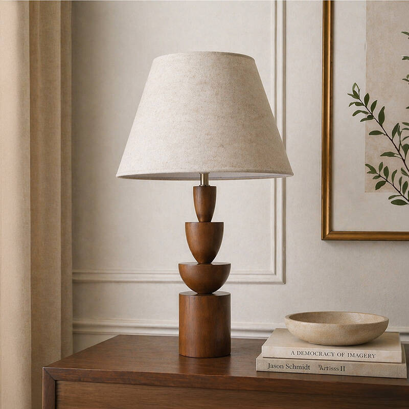 Image of Wisteria Nova Wood Table Lamp with Linen Shade