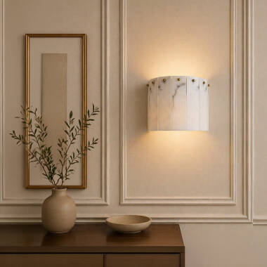 Image of Wisteria Linea Alabaster Glass Flush Wall Light