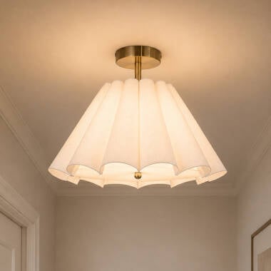 Wisteria Violet Linen Semi-Flush Ceiling Light