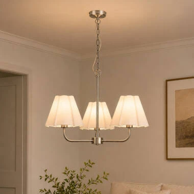 Wisteria Violet Linen 3 Light Multi Arm Ceiling Pendant Light