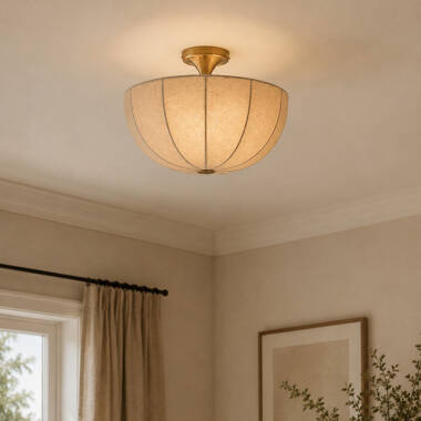 Khudi & Khora Silk Semi-Flush Linen Ceiling Light