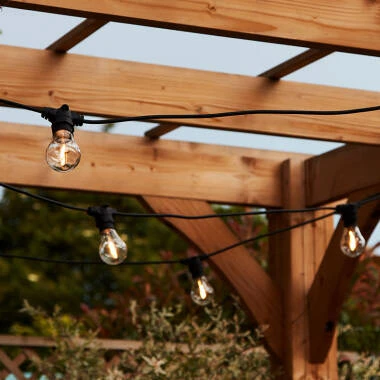 Edit 19M Weatherproof Connectable Festoon Lighting - 20 Black Bulb Holders