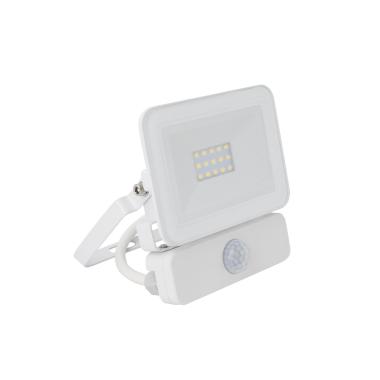 10W Cool White LED Floodlight 1000lm Glass IP65 - with PIR Sensor
